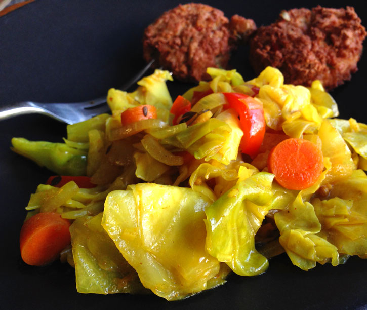 vegan curried cabbage