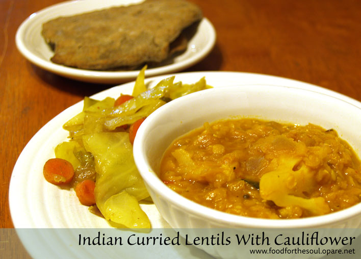 Indian Curried Lentils With Caulifower